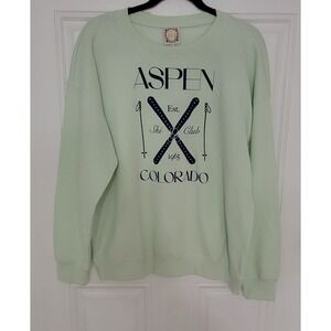 Tru Self Sweatshirt Size Xl Aspen Colorado Long Sleeve Soft Light Green And Blue